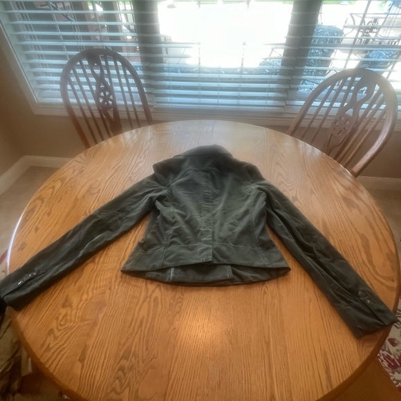Anthropology Marrakech Meri Olive Green Waterfall Zip/Snap Moto Jacket sz S - Picture 6 of 12